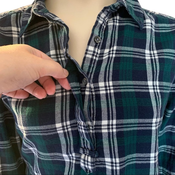 3/$30 Joe Fresh Green/Blue Long Sleeve Plaid Sz M - Picture 8 of 14